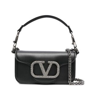 Valentino Black Crossbody Bag with Silver Chain